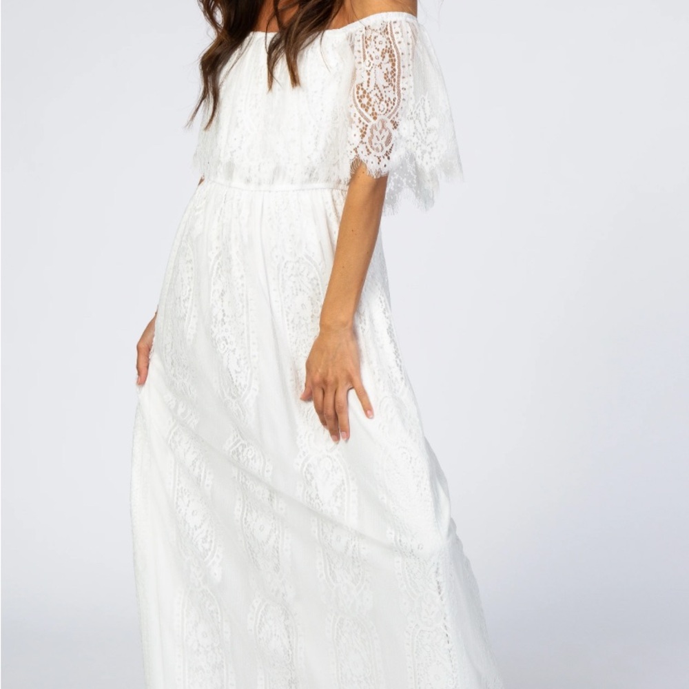 Gorgeous White Lace Off-Shoulder Maxi Dress - Picture 5 of 5